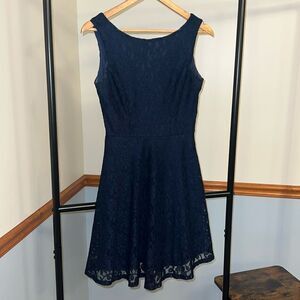 Juniors Specklers Navy Blue Zip Up Winter Formal Dress